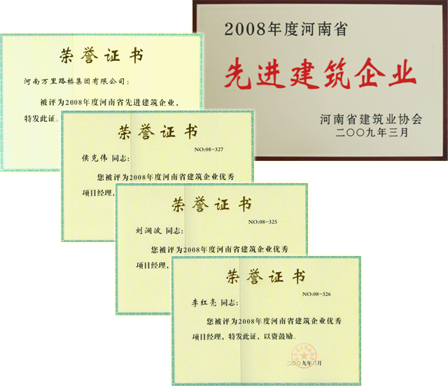 集團公司被評為2008年度河南省先進建筑企業